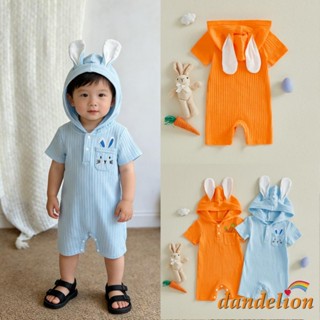 Roupas De Páscoa Para Bebês Meninos E Meninas – Macacão Macio Com Nervuras De Manga Curta Capuz Orelha De Coelho Bolso D em Oferta na Shopee