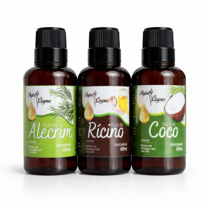 Kit de Óleo Capilar Cronograma Terapia Capilar 100% natural 60ml em Oferta na Shopee