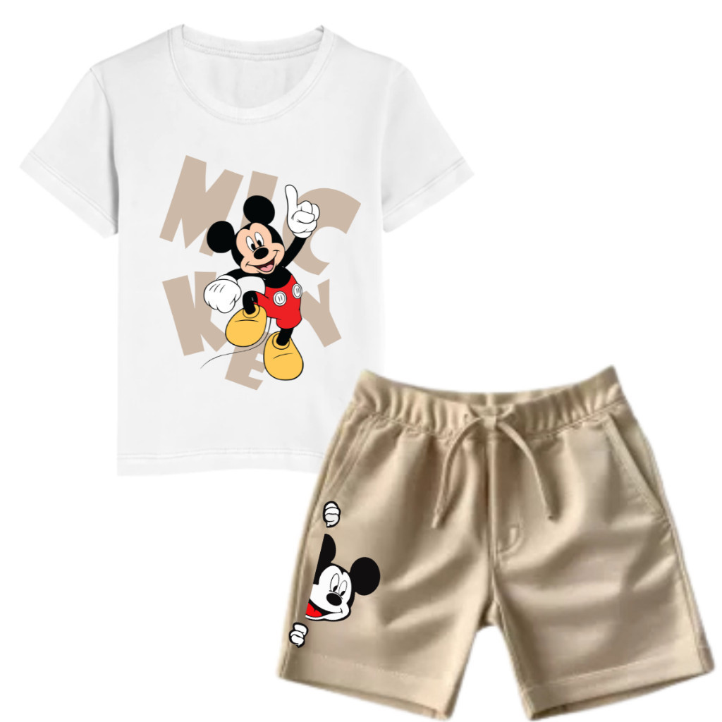 Conjunto Infantil Camiseta com Short MoletomMenino Blusa 100% Algodão Manga Curta