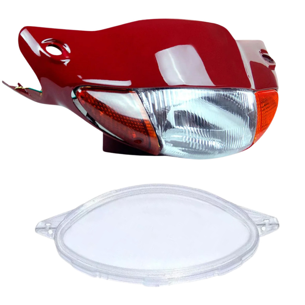 Kit Carenagem do Farol + Farol Bloco Optico + Lente do Painel Biz 100 1998 1999 2000 2001 2002 2003 2004 2005