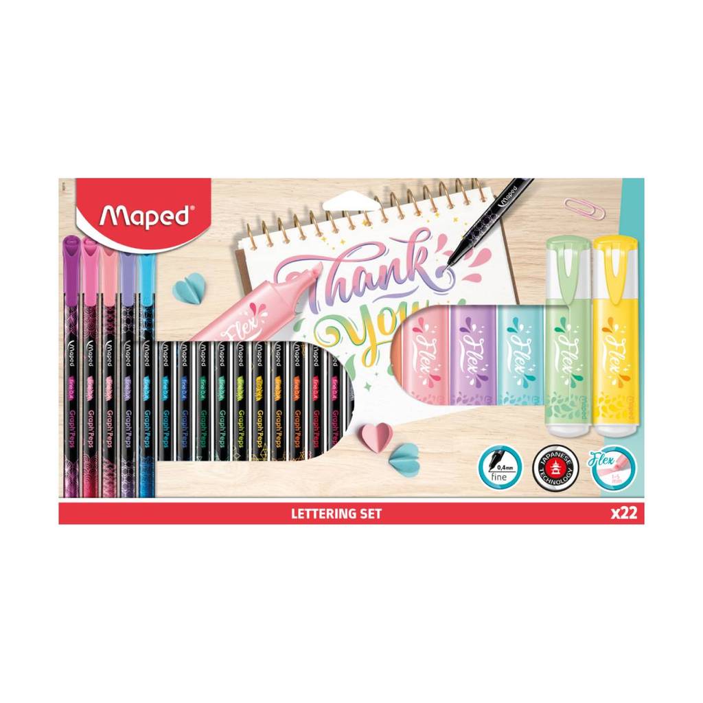 Kit escrita Lettering Graph'Peps Flex 22 peças 983719 Maped