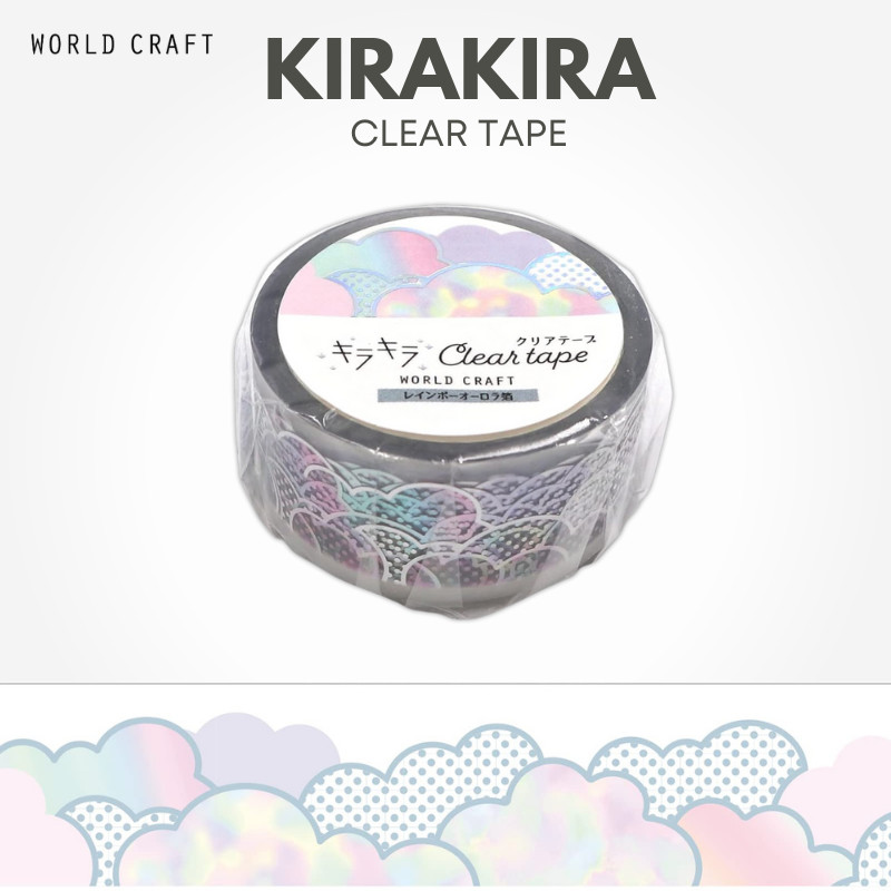 WORLD CRAFT KIRAKIRA Clear Tape - Rainbow Aurora Foil, Cotton Candy KCT20-020