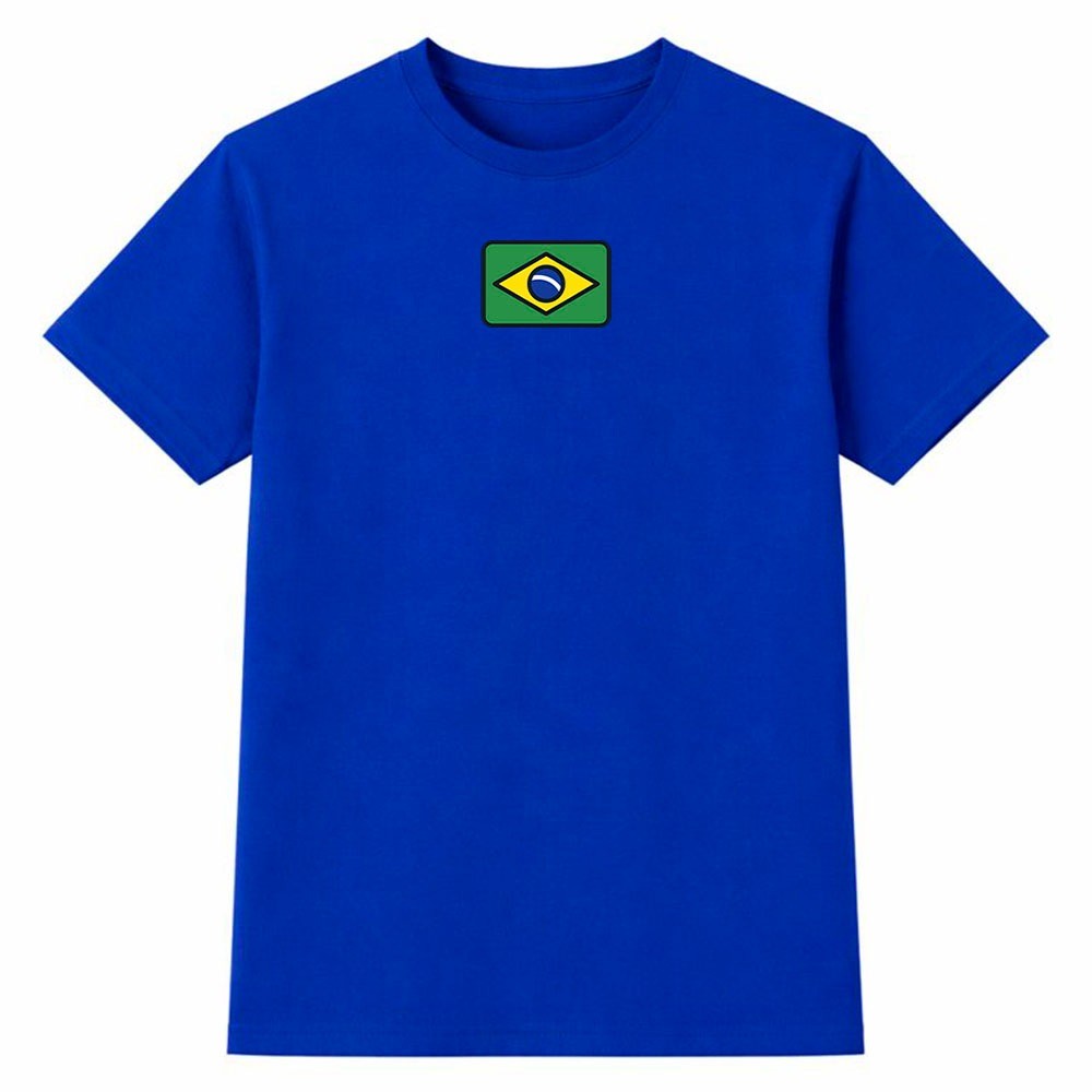 Camiseta Masculina 100% Algodão Camisa Brasil Bandeira Minimalista Copa do Mundo Futebol Moda 