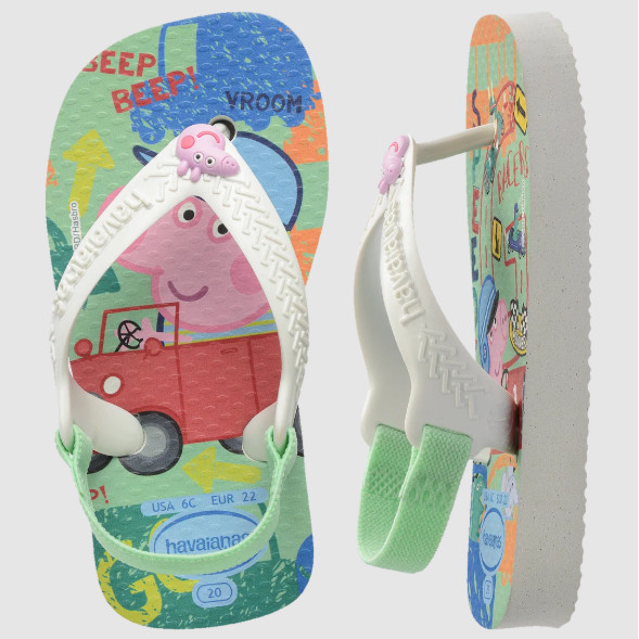 Chinelo Havaianas Bebê com Elástico Peppa Pig Branco Macio e Confortavel