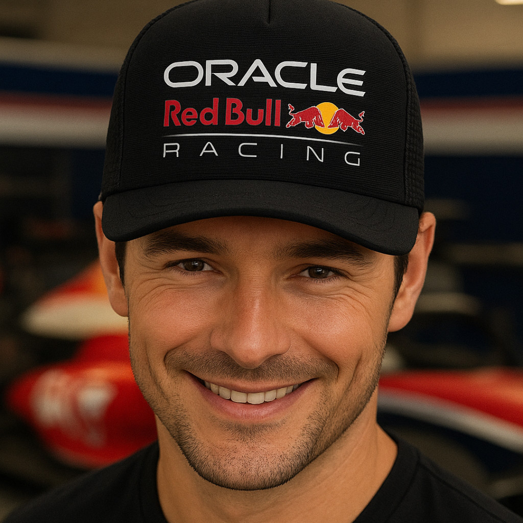 Boné Masculino Red Bull Racing F1 Aba Curva Trucker StreetWear Tela Casual Automobilismo CMS PREMIUM