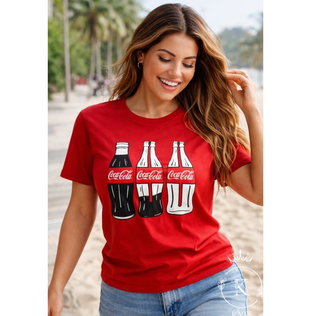 Camiseta Feminina Camisa T Shirt Blusinha basica Coca Cola Estampada Confortavél 100% Algodão Envio Imediato