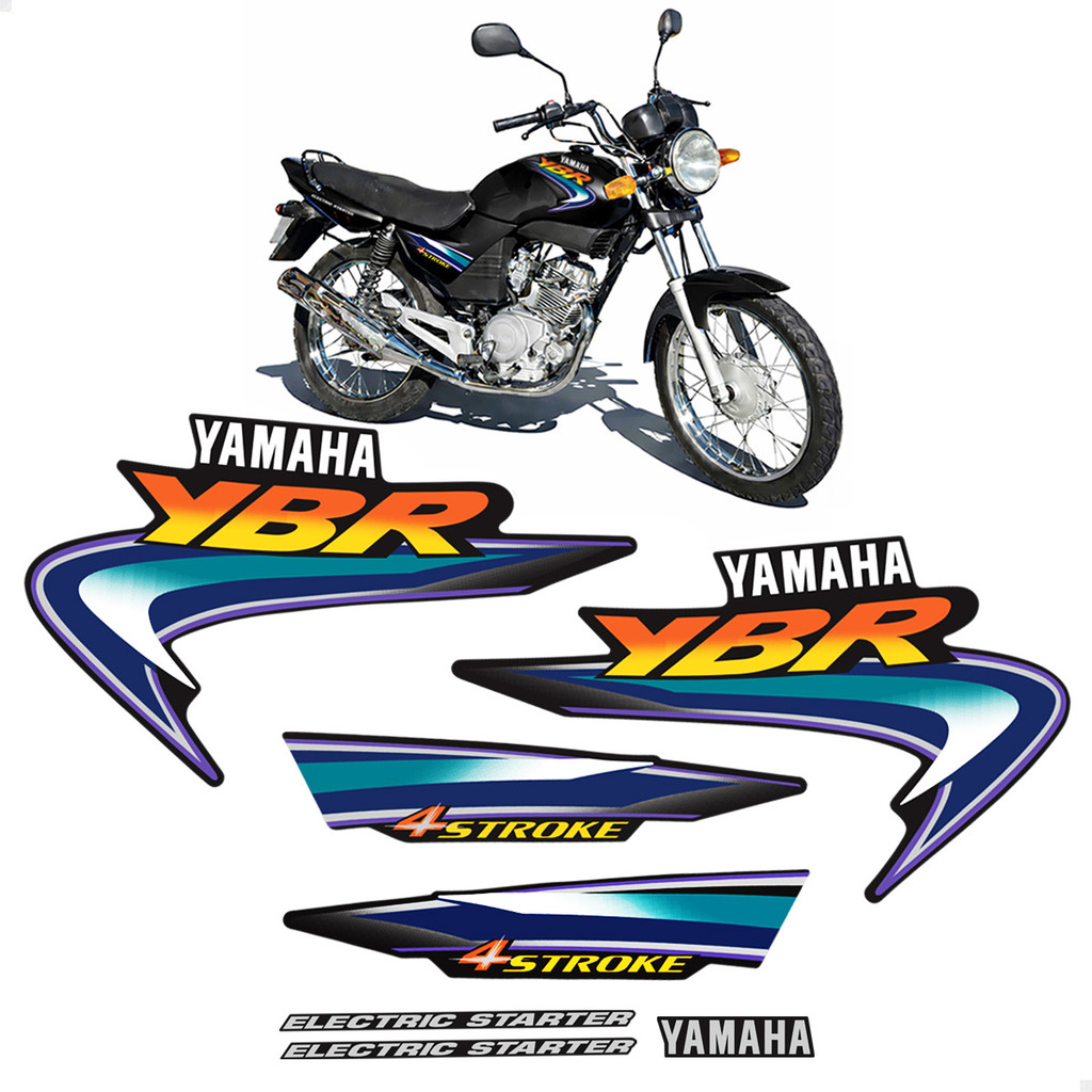 Kit Adesivos Para Yamaha Ybr 125 2002 Moto Preta Completo