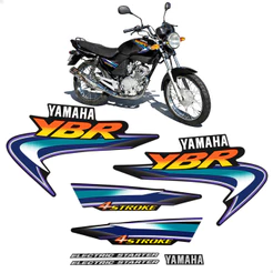 Kit Adesivos Para Yamaha Ybr 125 2002 Moto Preta Completo