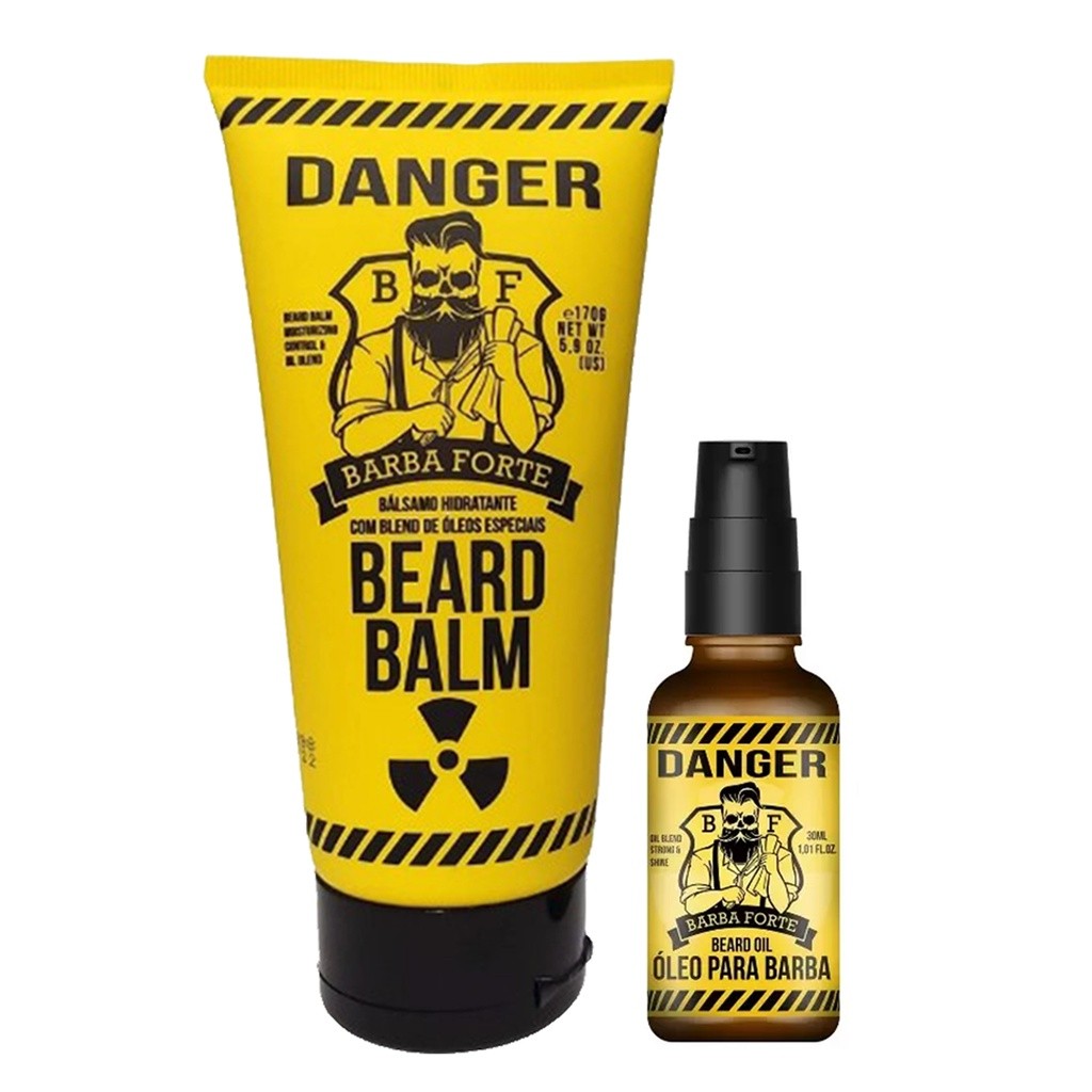 Kit Barba Beard Balm Hidratante + Óleo para Barba Danger Barba Forte