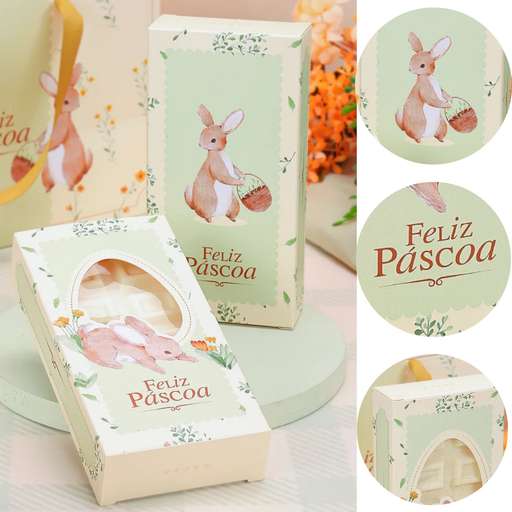 10 CAIXAS PARA BARRA PÁSCOA 300G C/ VISOR FLORIR 5549 ( PASCOA JANGO 2026 )