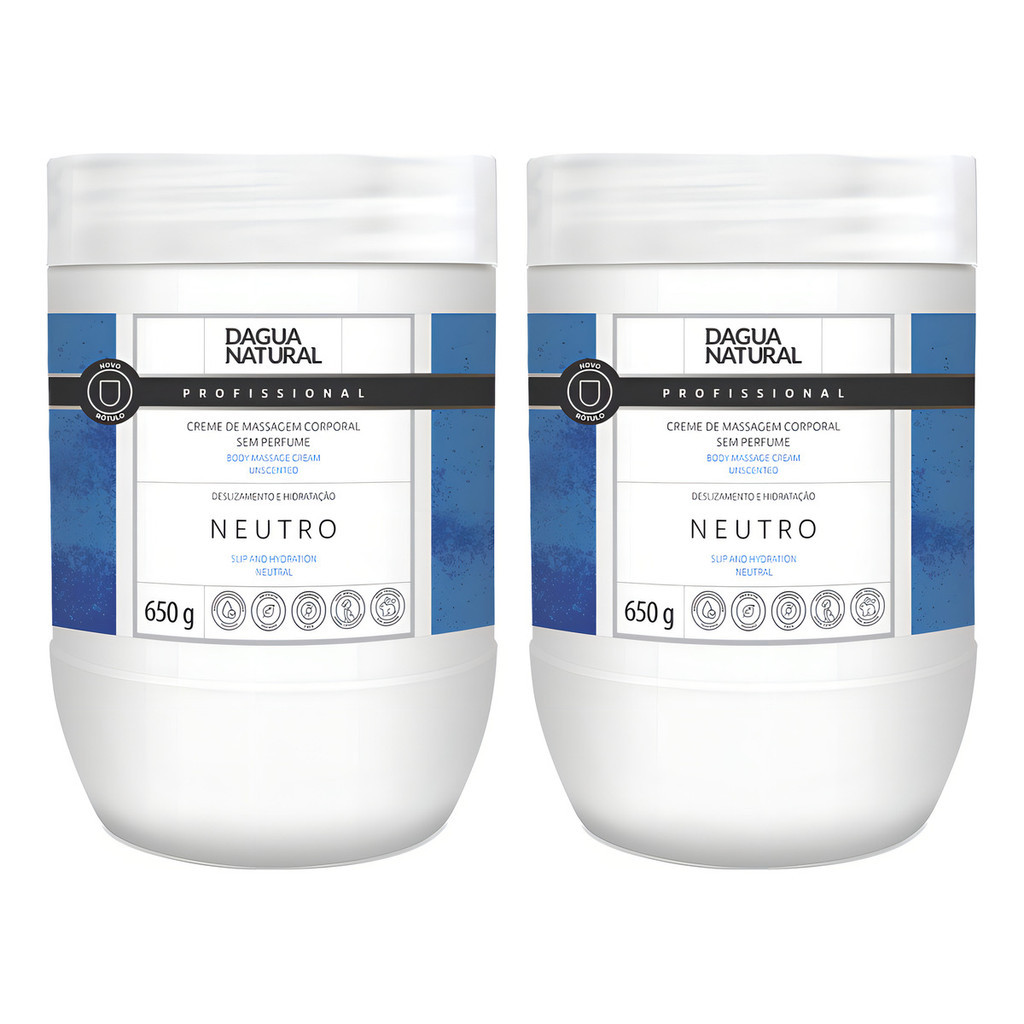 Kit 02un Creme De Massagem Neutro Dagua Natural 650g