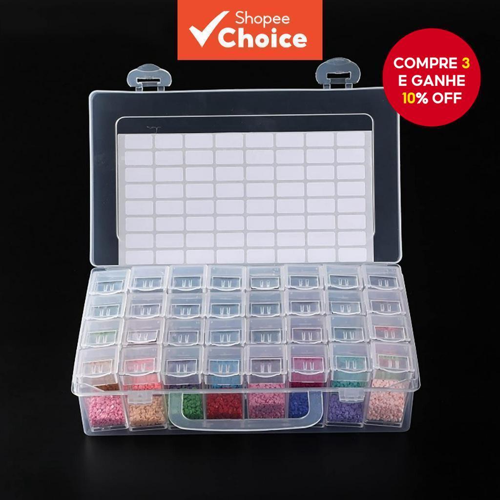 Caixa de Armazenamento Portátil para Pintura com Diamante e Nail Art com Organizadora de Contas de Sementes em Oferta na Shopee