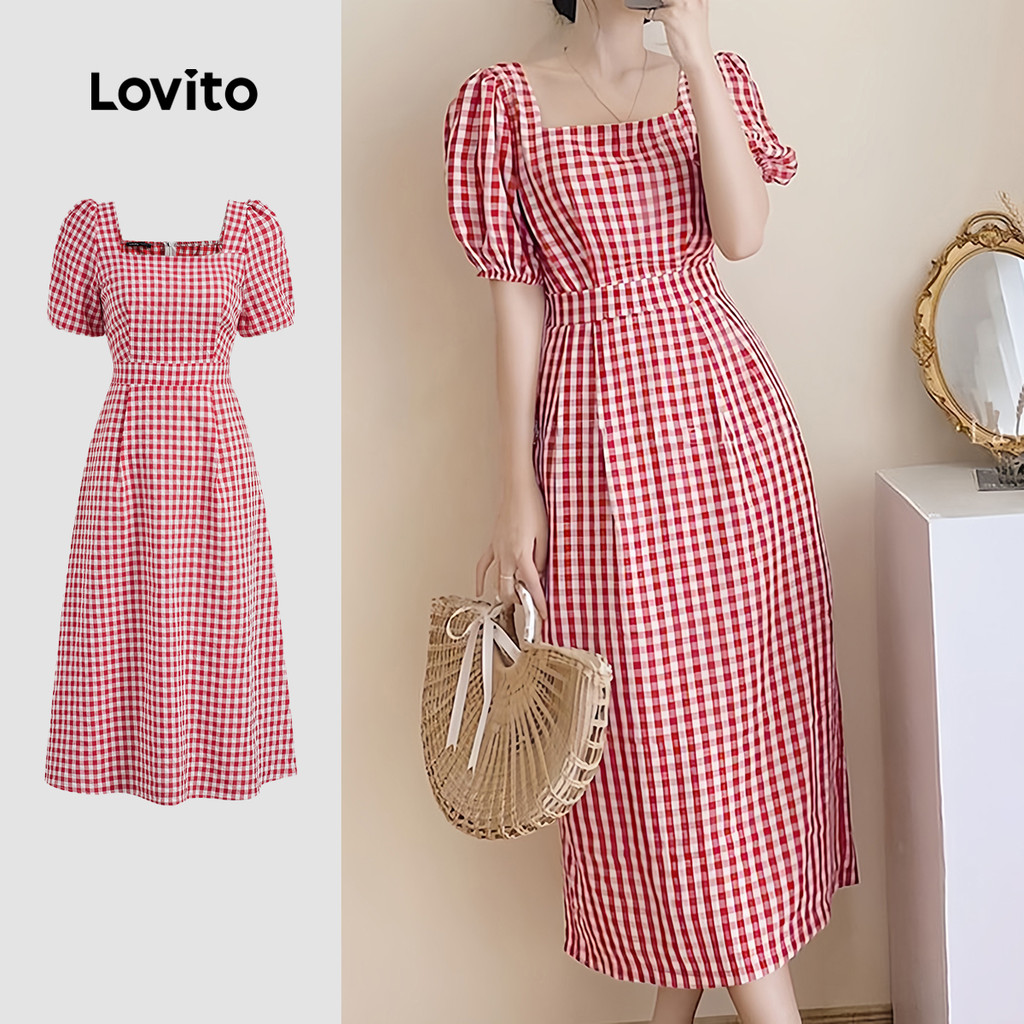 Lovito Vestido Elegante Geométrico Vestido De Verão/primavera Para Mulheres L128ED396 em Oferta na Shopee