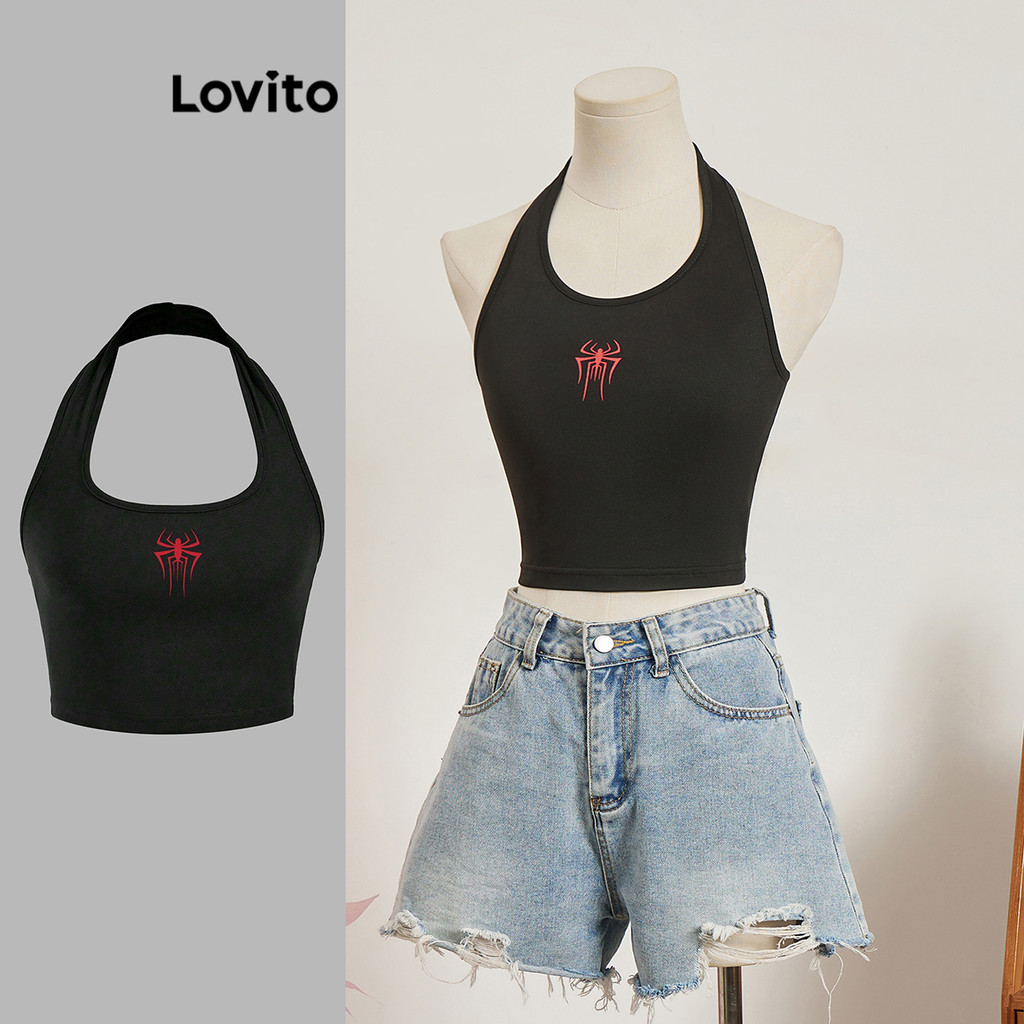 Lovito Regata Casual Com Desenho Animado Sem Costas Para Mulheres L99ED016 em Oferta na Shopee