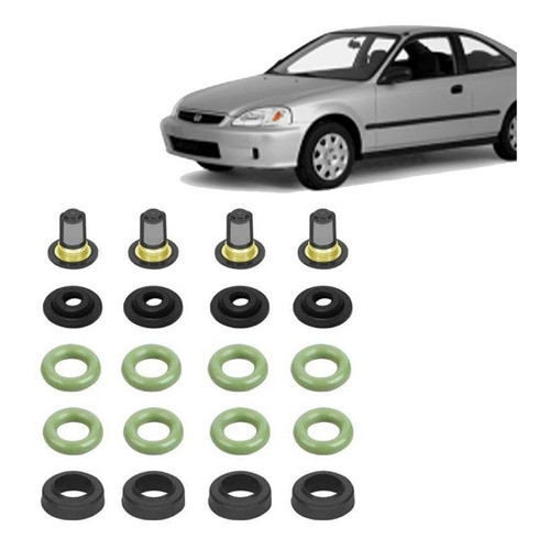 Kit Reparo 4x Bicos Injetor Honda Civic 1.7 2001 2002 2003