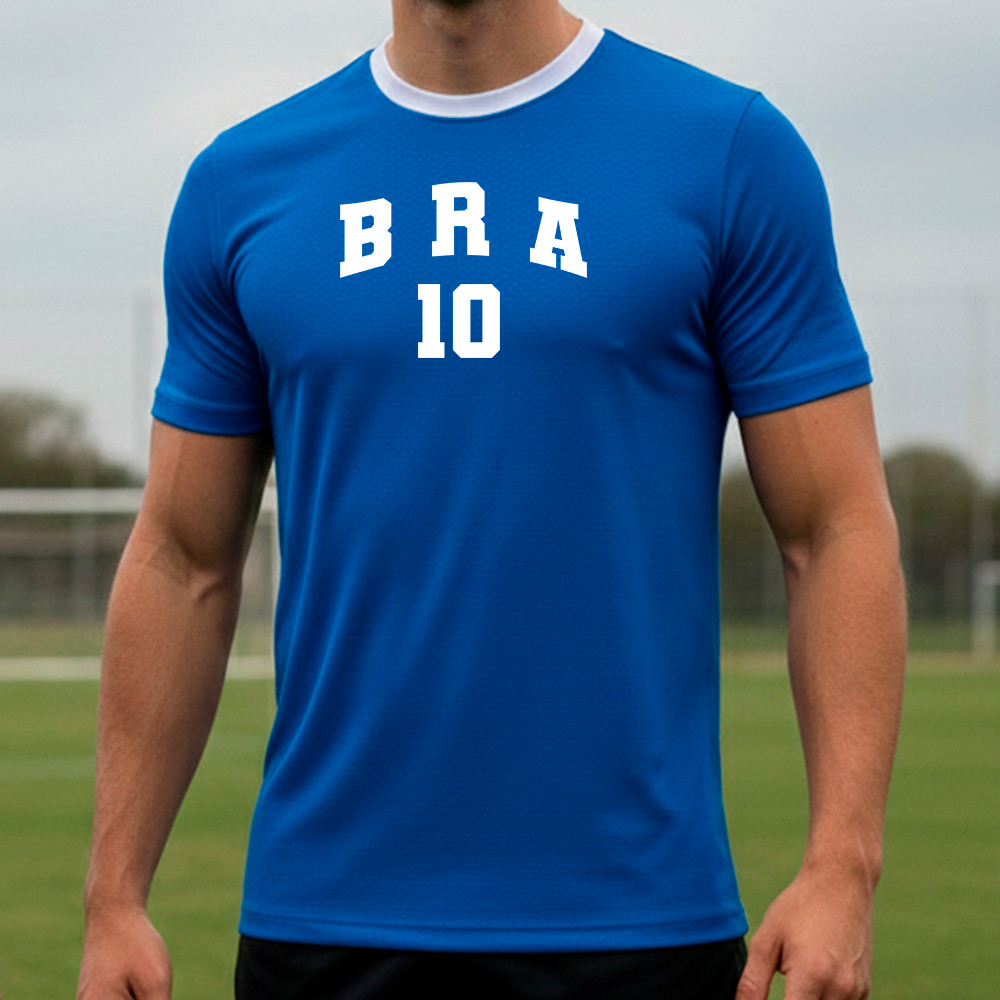 Camisa Brasil Masculina Dry Fit Proteção UV 50+ Futebol Copa Do Mundo Camiseta Esportiva Poliéster