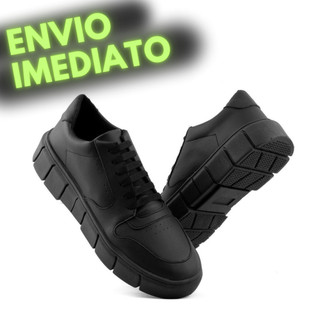 Tenis Masculino Casual Preto Branco Sneaker Oversize Moderno Sola Alta Numeração Especial 45 46
