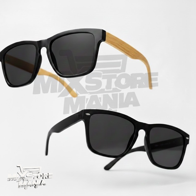 Kit Óculos de Sol Masculino com Haste de Madeira | Estilo Bambu | Proteção UV400