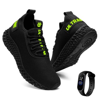 Tenis Masculino Ultrabone Black Caminhada Leve Academia Esporte + Relógio em Oferta na Shopee