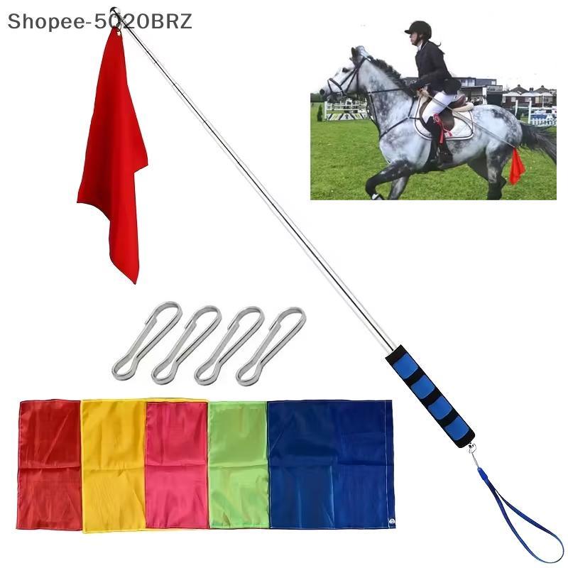 [THEBR] Bandeiras De Treinamento De Cavalos Com Mastro Telescópico Guia Turístico Conjunto De Bandeira Portátil Equipame