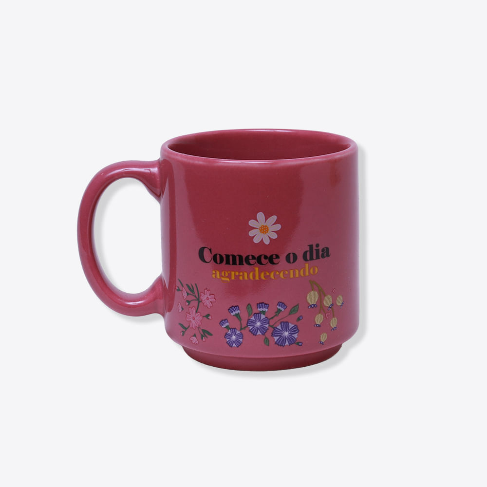 Caneca Mini Tina Floral Comece o Dia - Zonacriativa