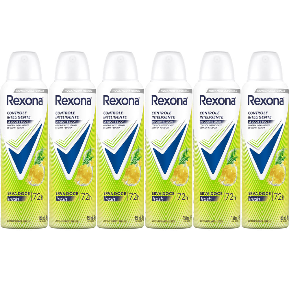 Kit Desodorante Aerosol Rexona Erva Doce Feminino 150ml - 6 Unidades em Oferta na Shopee