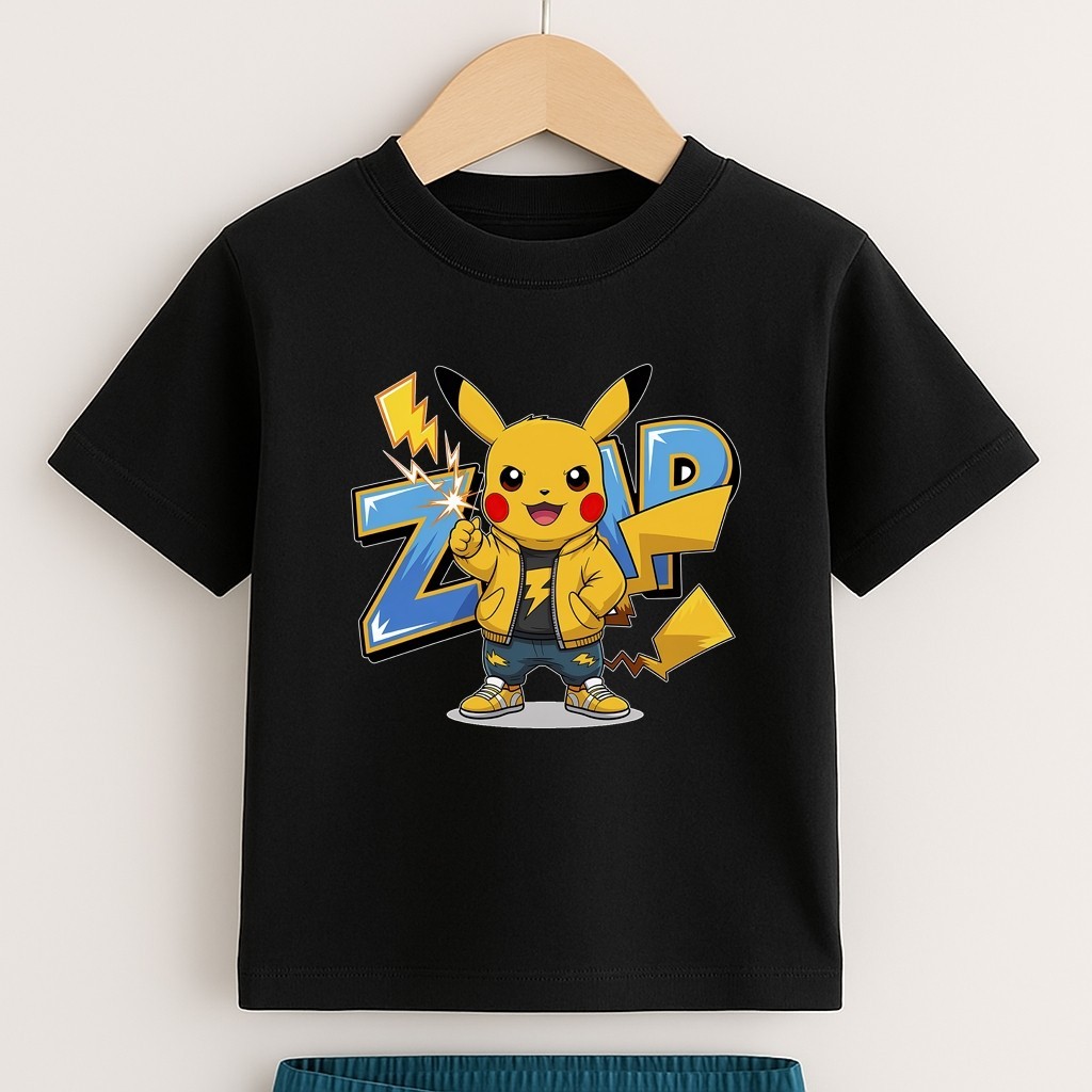 Camiseta Kids Pikachu Estampada Moda Infantil Menino Menina Algodão Confortável Estilo Divertido