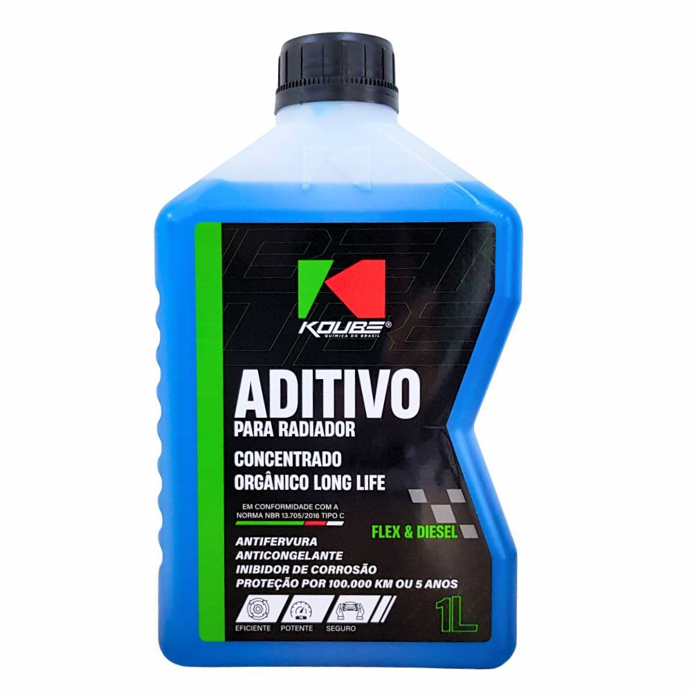 Aditivo para Radiador Orgânico Concentrado Long Life Azul Flex Diesel Koube - 1 Litro