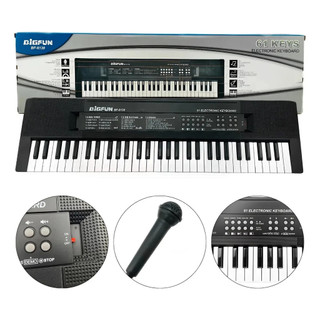 Teclado Musical Bigfun 61 Teclas BF6138 Infantil Com Microfone Bivolt Educativo Estimula Criatividade