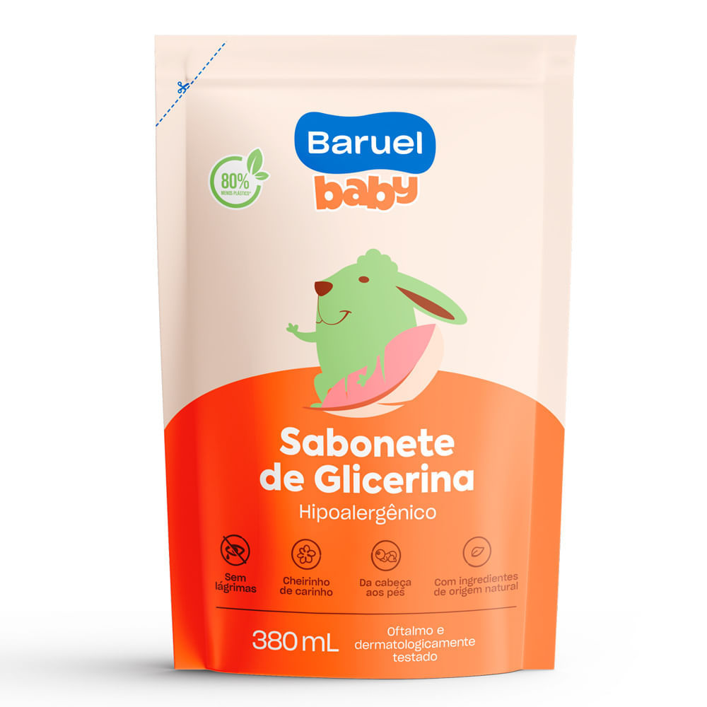 Sabonete Líquido de Glicerina Baruel Baby Refil 380ml em Oferta na Shopee