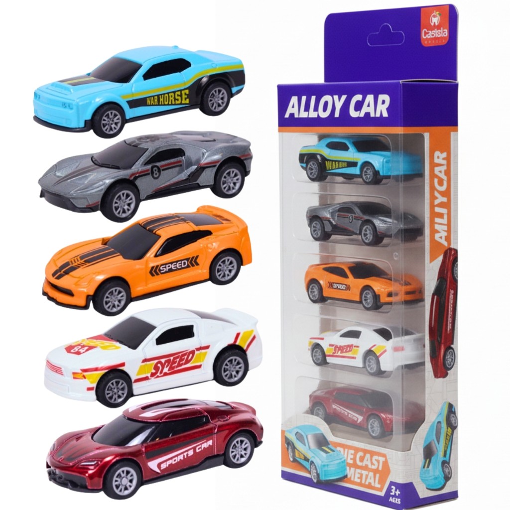 Kit 5 Carrinhos Miniatura Esportivos Die-cast 1:64 Em Metal - Castela em Oferta na Shopee