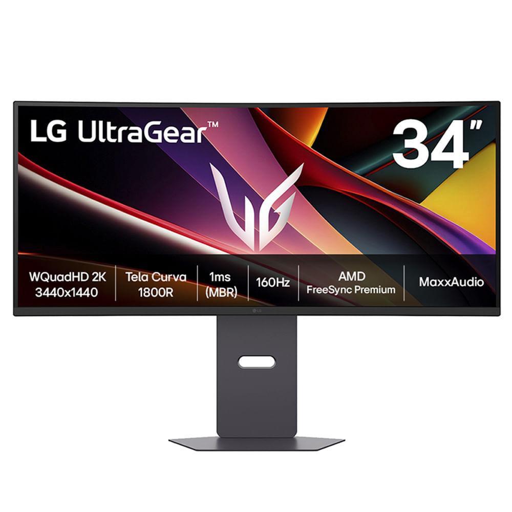 Monitor Gamer UltraGear™ Curvo 34" LG QuadHD 2K, UltraWide 1800R, 160Hz com 3200:1 de Contraste - 34G600A-B