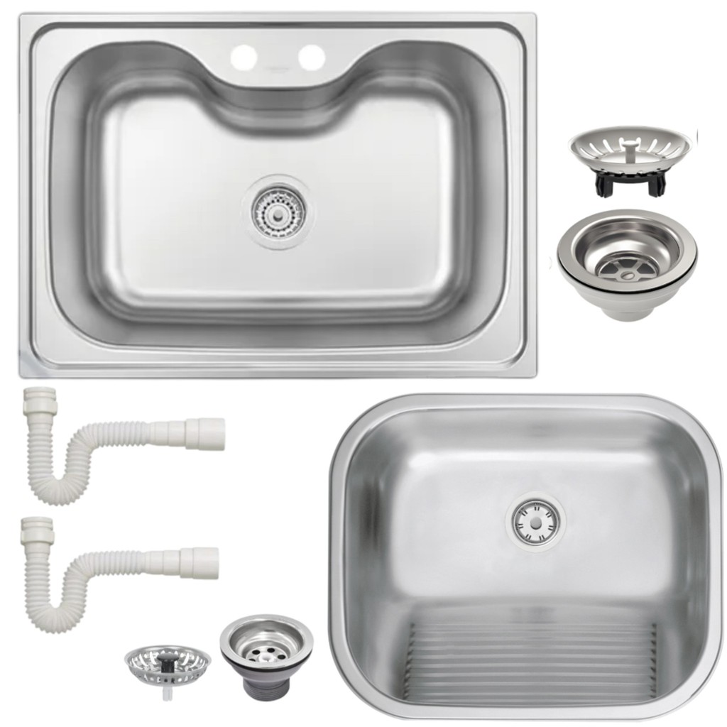 Cuba Inox Gourmet Tramontina Morgana 60 FX Cozinha Pia e Tanque 50X40 Acetinados  Dois Sifões Brinde Kit Luxo Tramontina