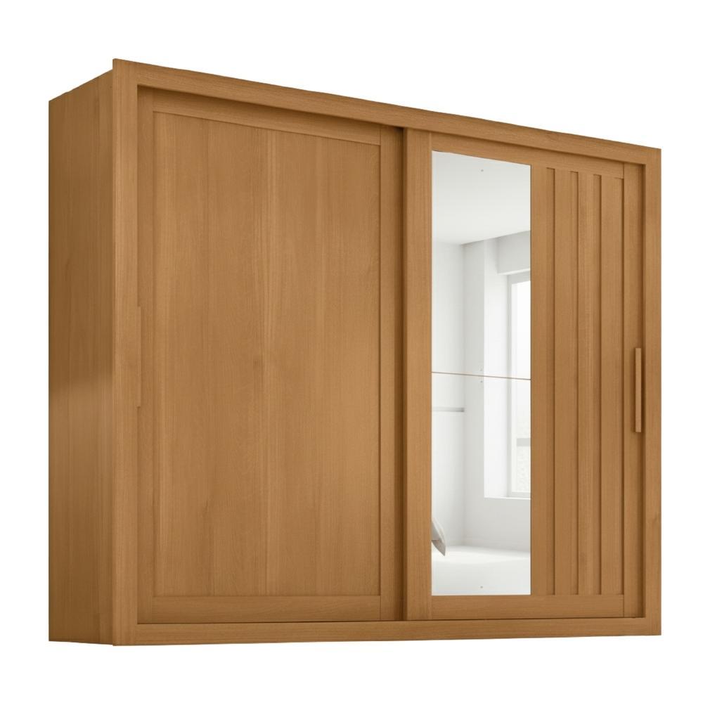 Guarda Roupas Casal Ripado com Espelho 2 Portas de Correr 4 Gavetas Vitta