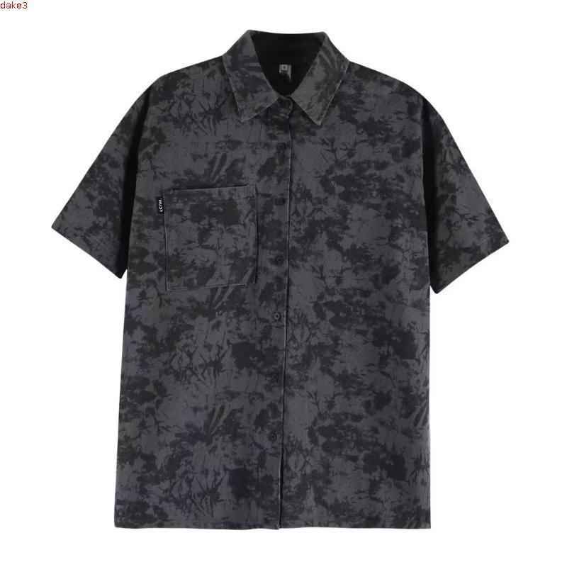 Camisa Tie-Dye masculina M-3XL 2023 verão versão coreana masculina camisa da moda masculina juventude polegada camisa es