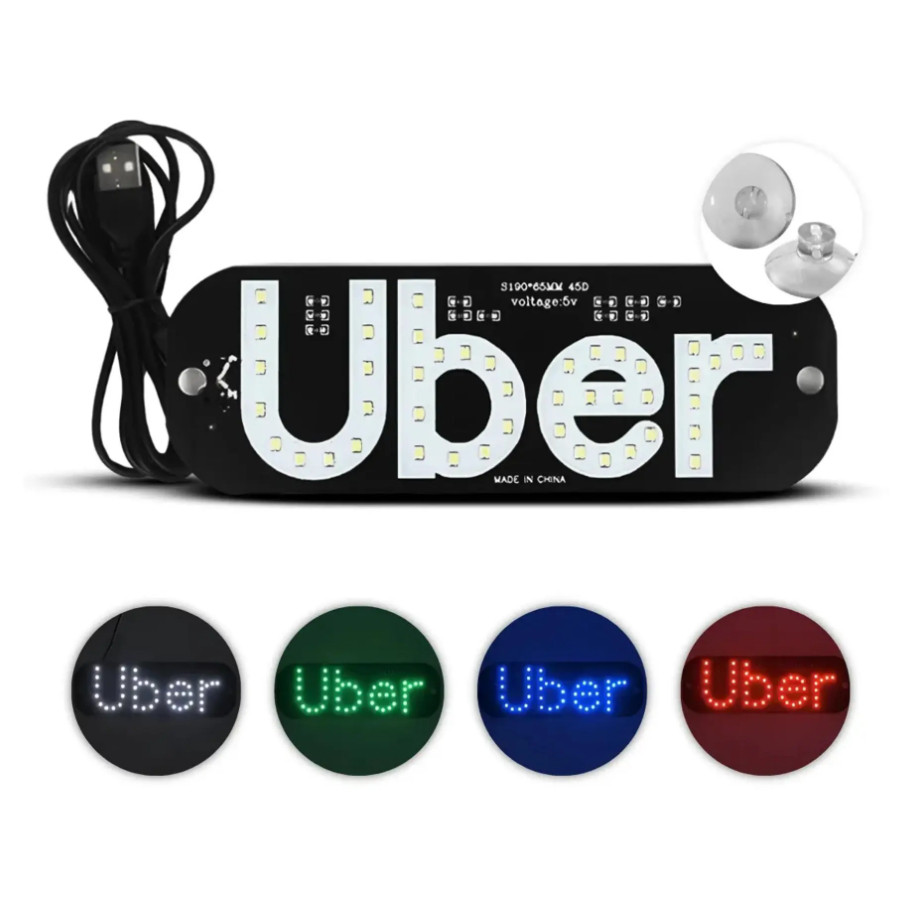 Placa Letreiro Aplicativo uber Letreiro Luminoso Led USB Com Botão Liga/desliga - Touro Shop em Oferta na Shopee