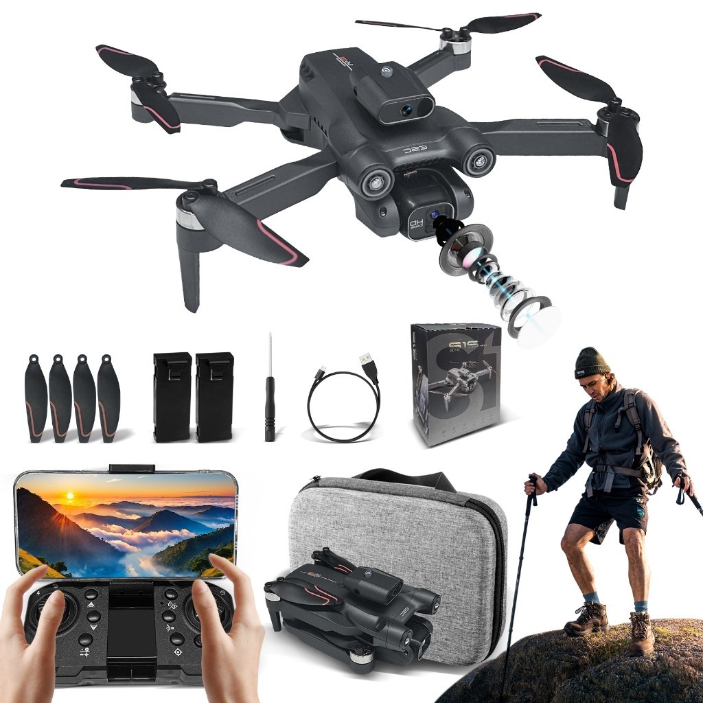 【GENAI】Mini Médio drone S1S 5G Wifi Cámara dual + 2 baterías com dual câmera 6K preto 2.4GHz 2 baterías
