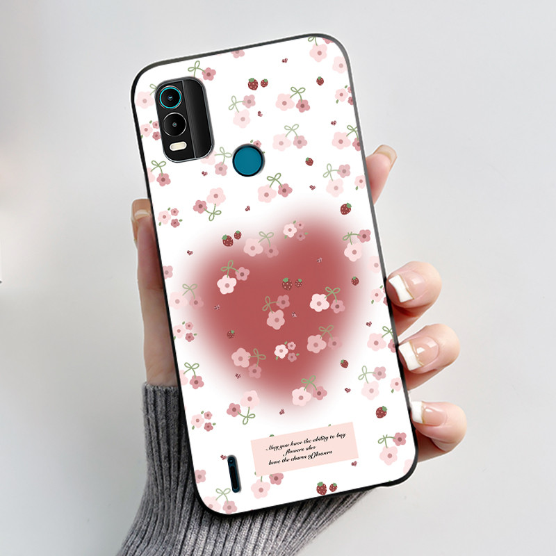 Detalhes do Capa De Telefone Impressa Para Nokia C21 Plus/C22 Silicone Macio Preto Bonito Flor Dos Desenhos Animados Embalagem
