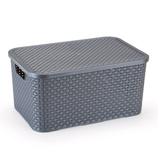 Caixa Organizadora Grande Com Tampa Rattan - 18 Litros - 38 X 28 X 18 Cm