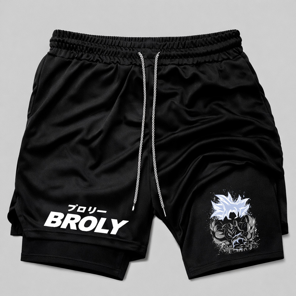 Short Compressão 2 em 1 broly dbz Unissex Estampa Exclusiva Treino Academia Fitness Esporte