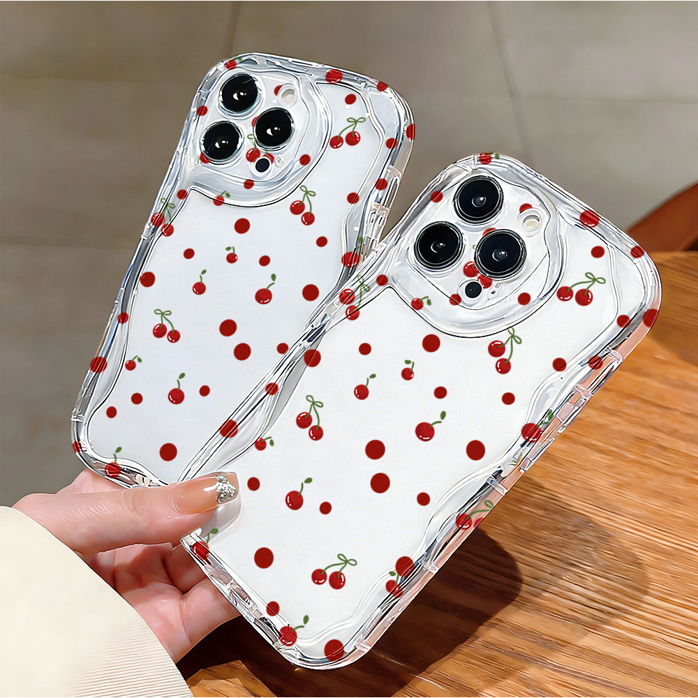 Capa Para Samsung A56 A36 A55 A54 A16 A15 A14 A05 A51 A52 A34 A35 A32 A13 A12 A04E IG Estilo Cerejas Caso De Telefone