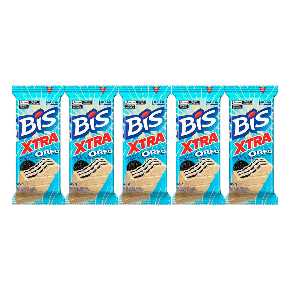 Kit 5 Chocolate Bis Lacta Xtra Oreo com 45g em Oferta na Shopee