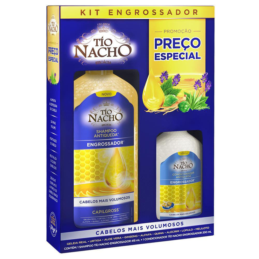 Shampoo Tio Nacho Antiqueda Engrossador 415ml + Condicionador Tio Nacho Antiqueda Engrossador 200ml Preço Especial em Oferta na Shopee