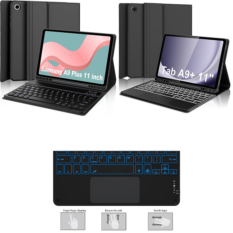 Para Samsung Galaxy Tab A11 Plus A9 Teclado Bluetooth Sem Fio Removível Retroilu