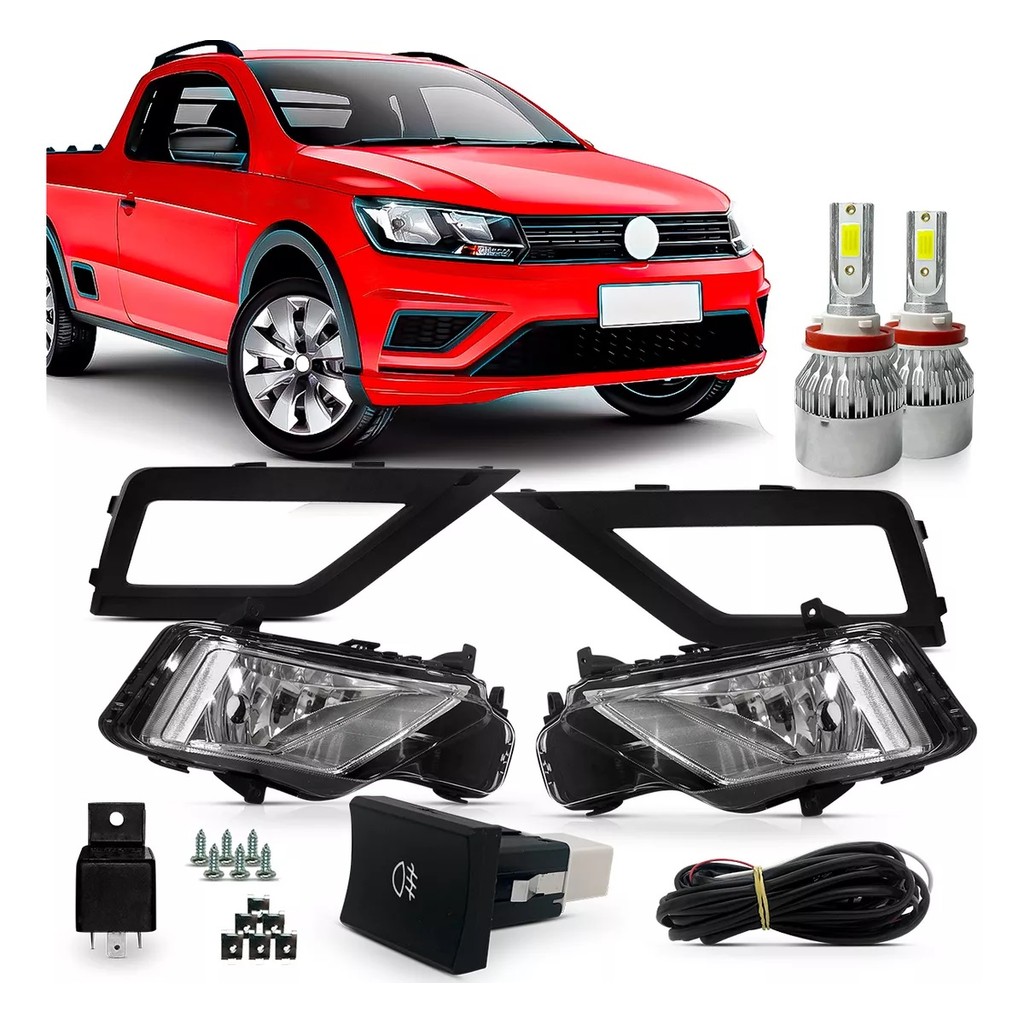 Kit Farol Neblina Milha Gol Voyage Saveiro G7 2018 2019 2020 a 2023 Botão no Painel