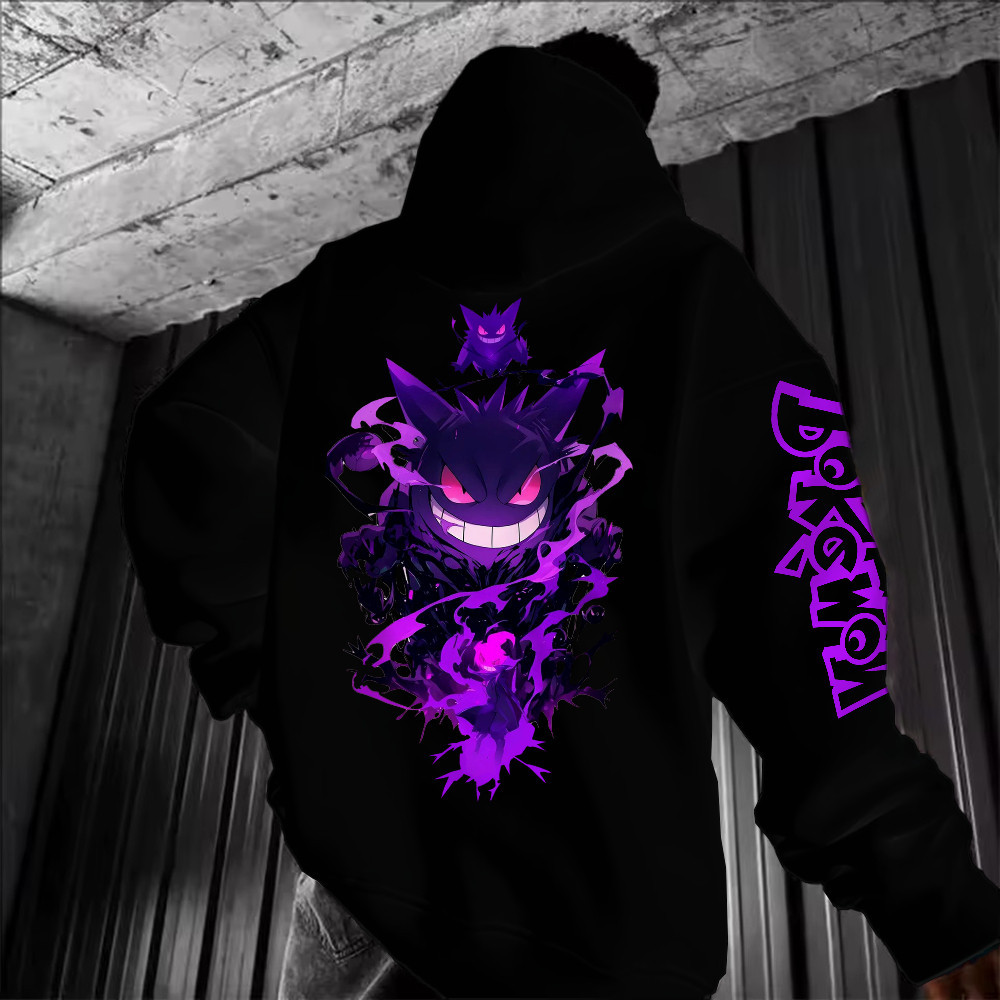 Blusa Masculino Moletom Canguru  Feminino gengar fantasma pokemon Flanelado Unissex Inverno Algodao