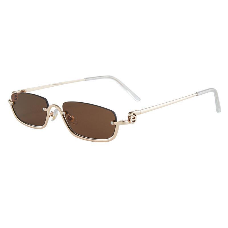Novos Óculos de Sol de Metal com Armação Semi-quadra UV400, Óculos de Sol Pequenos e Elegantes, Óculos de Sol Populares 