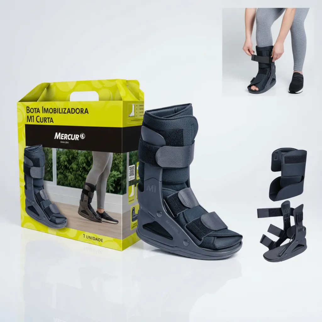 Bota Ortopédico Mercur Imobilizadora Tornozeleira Bilateral Curta Tamanho P