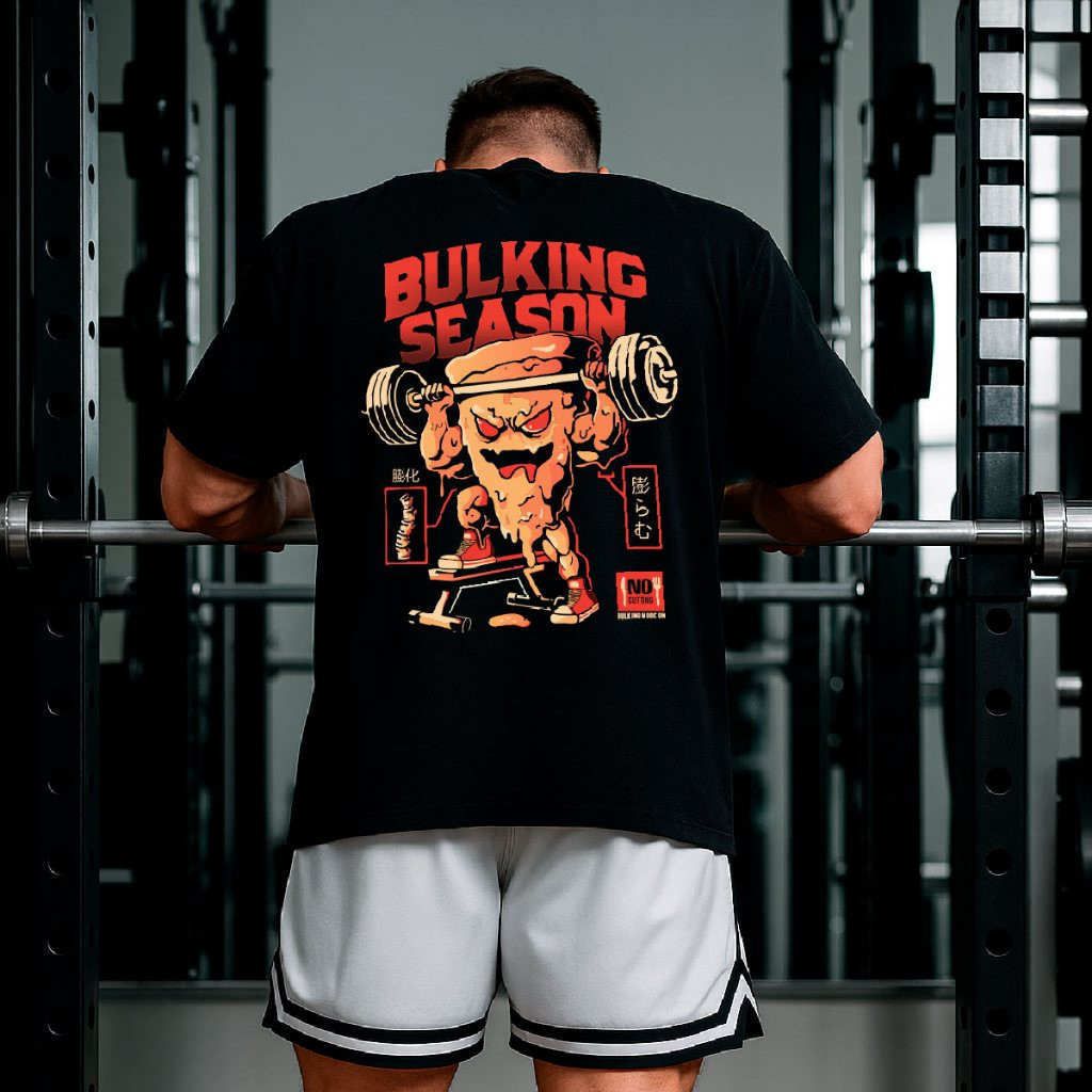 [Camiseta Resistente de Algodão]HYP Camiseta Oversized Masculina Bodybuilder Treino Musculaçâo Fit Gym Estampa Bulking