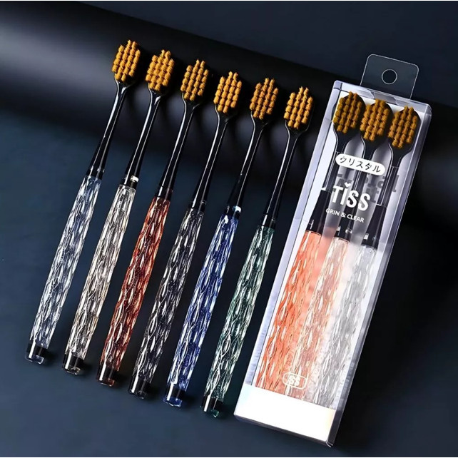 KIT 06 Escova De Dentes Tiss Cerdas Macias Cabeça Larga Limpeza Eficaz